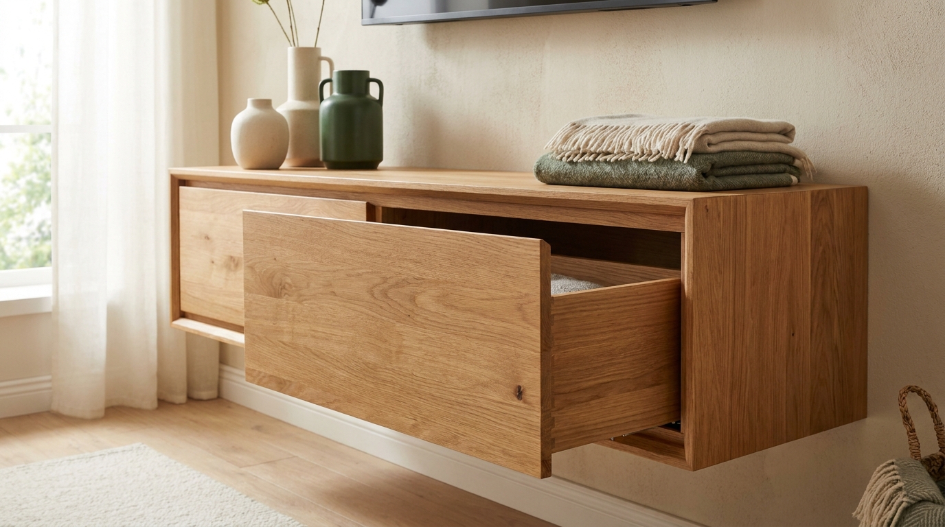 Eiken tv-meubel op maat: warm hout in je interieur