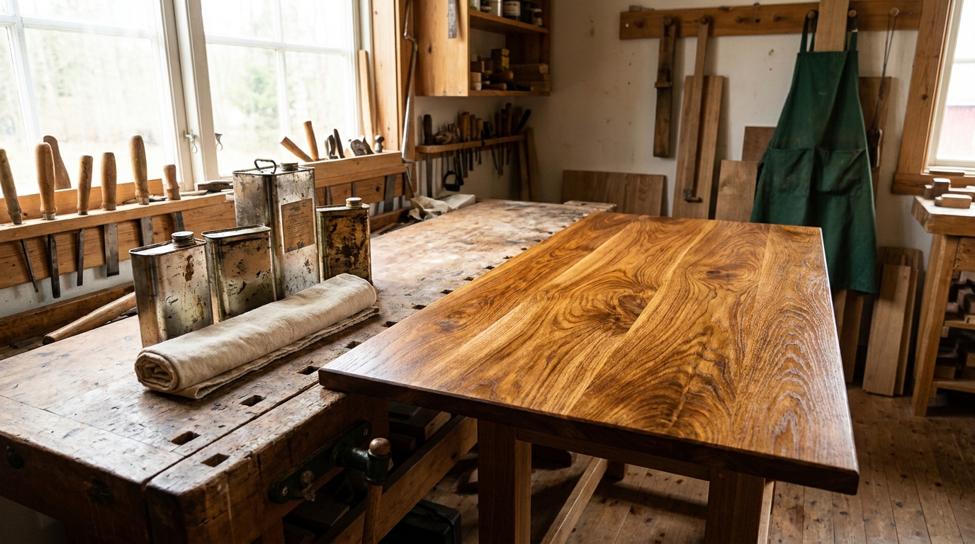 De juiste olie voor je houten tafel binnenshuis